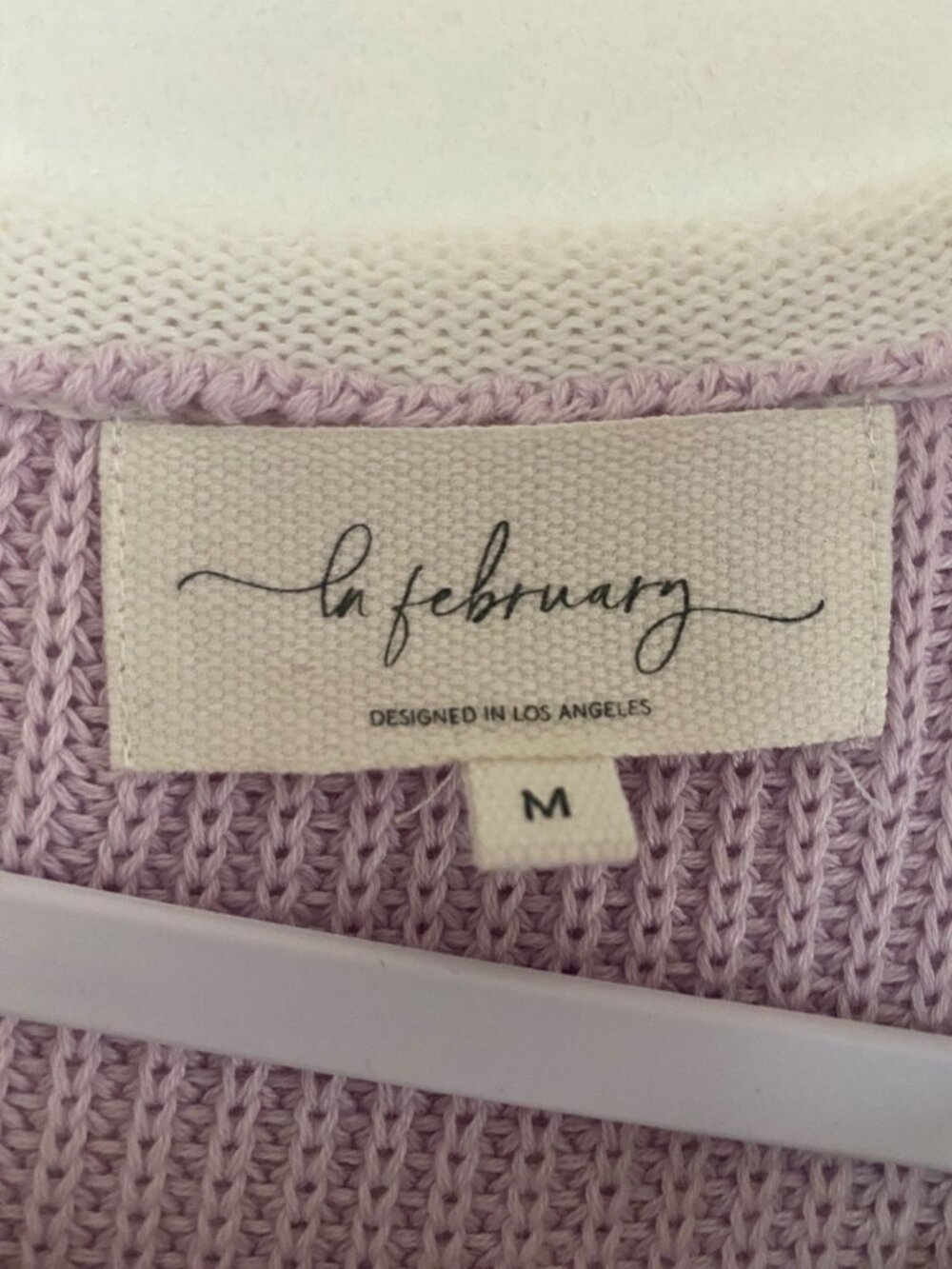 In February Lavender & White Knit Sleeveless Sweater Vest Size M - Picture 5 of 6